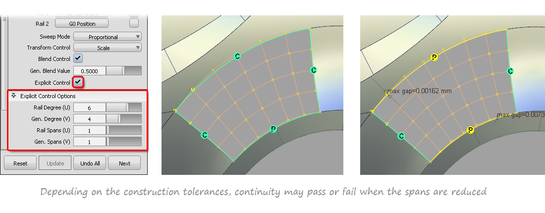 Use EXPLICIT CONTROL in Rail and Square to improve trimmed edges