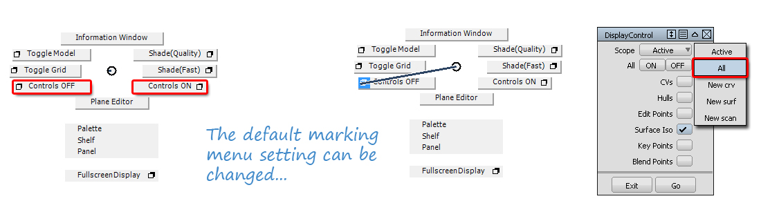 Controlling the CV display using the Marking Menus